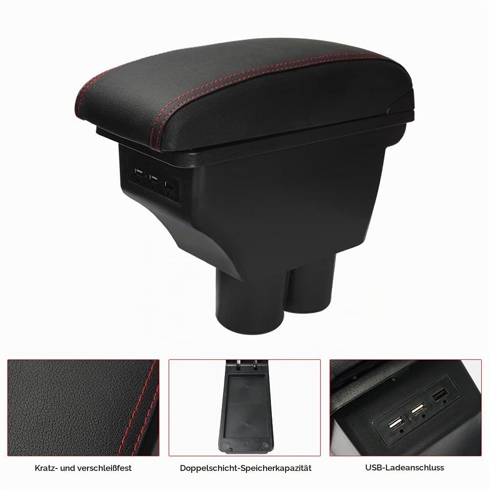 MARCHFA Armlehne Aufbewahrungsbox Custom Kompatibel für Jimny 2007-2018 JB23 JB33 JB43 JB64 JB74 Armlehnenbox mit USB-Ladeanschluss