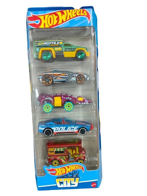 Car 2024 HW City Pack of 5 (Alpha Pursuit, Bread Box, Rescue Duty, Fangster, Rogue Hog) Multi - Color