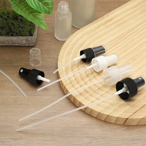MECCANIXITY Fine Mist Spray Top, Spray Bottle Nozzle Sprayer Top Replacement for 24 Caliber PET Bottles, for Essential Oil Hair Care Home Beauty, Pack of 20, Black4