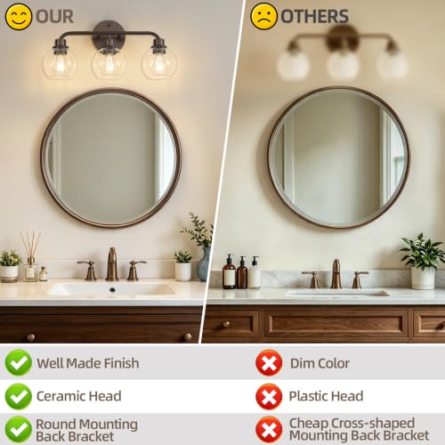Image of Bathroom Light Fixtures Oil-Rubbed Bronze Vanity Light 3 Light