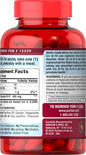 Puritan's Pride Q-Sorb CoQ10 Softgel, 400 mg, 120 unidades