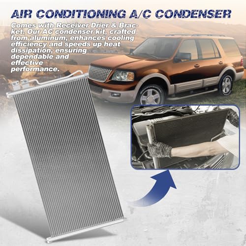 Image of Air Conditioning A /C Condenser Compatible with Ford Expedition /Lincoln Blackwood Navigator # 4879, 7-4879, CN4879PFC, 6L1Z19712AA, EU2Z19712B, FO3030138