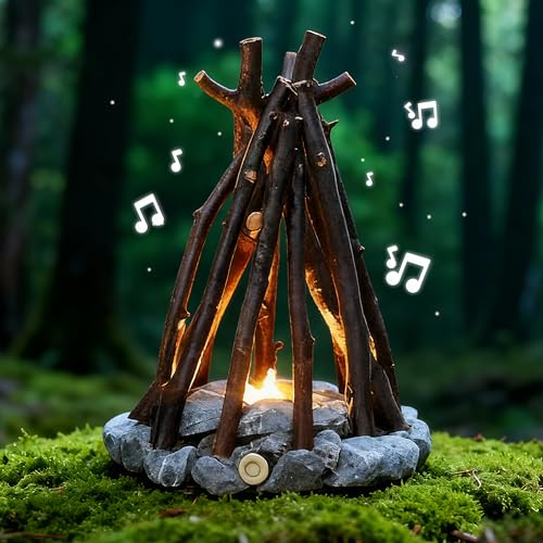 PetiitLyt LED Campfire Lamp, Woodland Campfire LED Night Light, Handmade