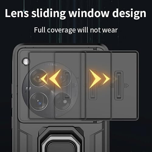 Asuwish Phone Case for OnePlus 12 5G with Slide Camera Cover Tempered Glass Screen Protector Ring Holder Stand Rugged Slim Protective Military Grade Hybrid Cell One+ 1plus12 2024 Women Men Gray - Thumbnail 4