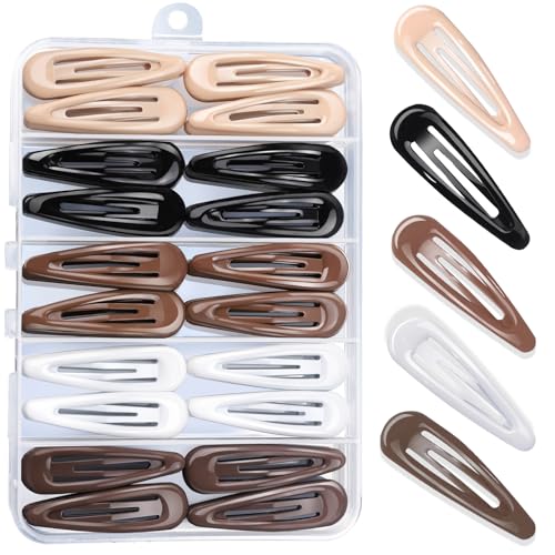 Teenitor 50Pcs Snap Hair Clips,2 Inch Hair Barrettes Hair Clips For Women, Metal Mixed Color, Hair Barrettes For Women Hair Snap Clips 5 Colors