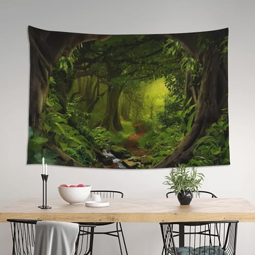 Tapiz de bosque verde con arroyo para transformar la decoración de tu salón o dormitorio 4