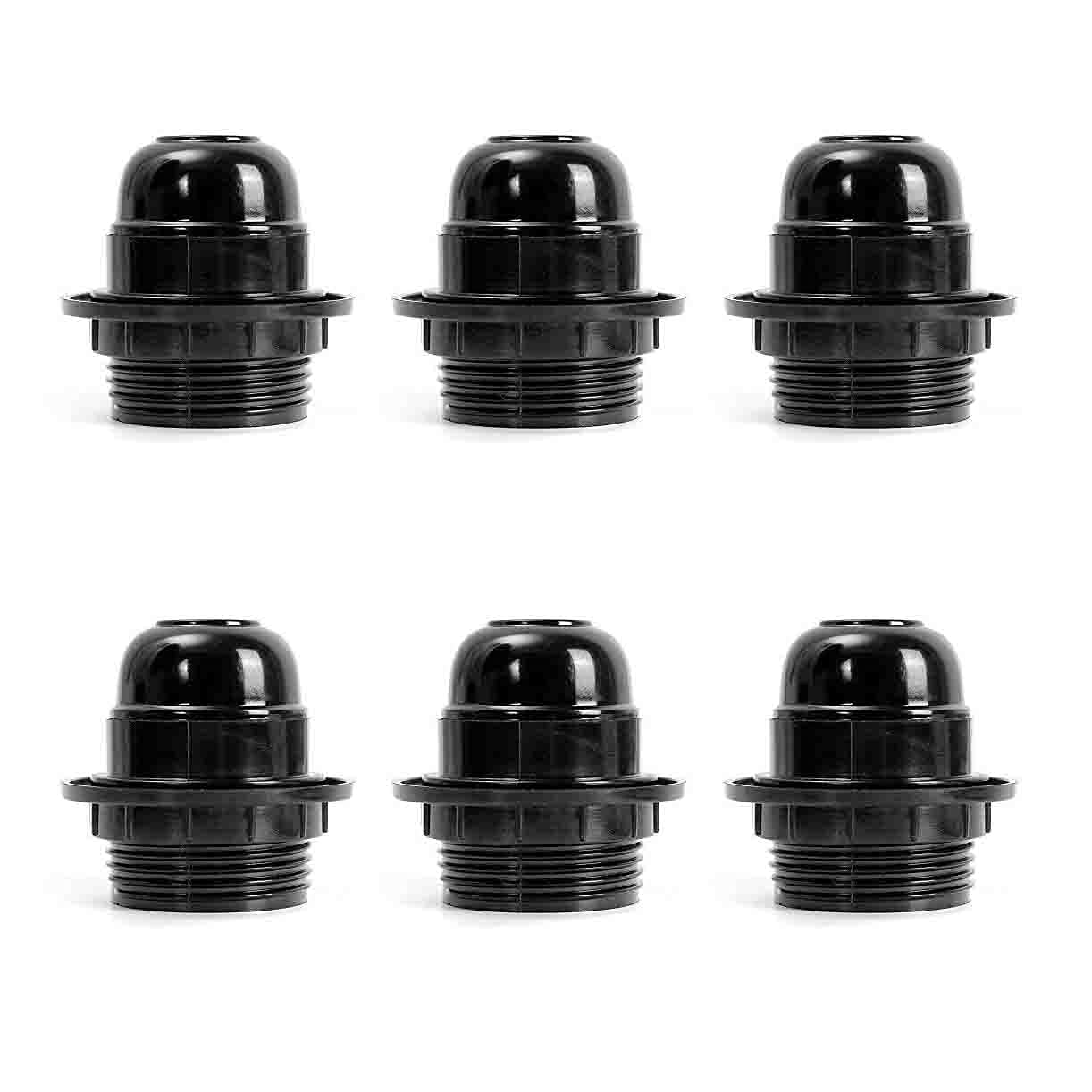 VRCT E27 Screw Black Light Bulb Lamp Holder Base Pendant Bulb Socket Pack of 6-image-10