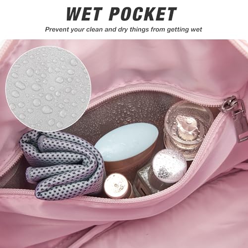 G4Free Mini Gym Bag for Women, Small Duffle Bag with Wet Pocket and Detachable Strap,Lightweight Gym Bag for Workout/Sport/Travel（PINK）4