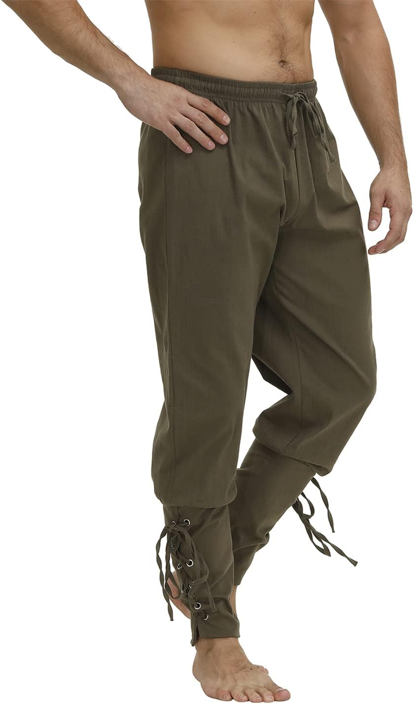 Men's Pirate Pants Ankle Banded Cuff Renaissance Pants Medieval Viking Navigator Pirate Costume Trousers Gothic Pants - Image 2