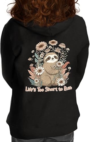 Sloth Illustration Toddler Full-Zip Hoodie - Flower Design Toddler Hoodie - Trendy Kids' Hoodie