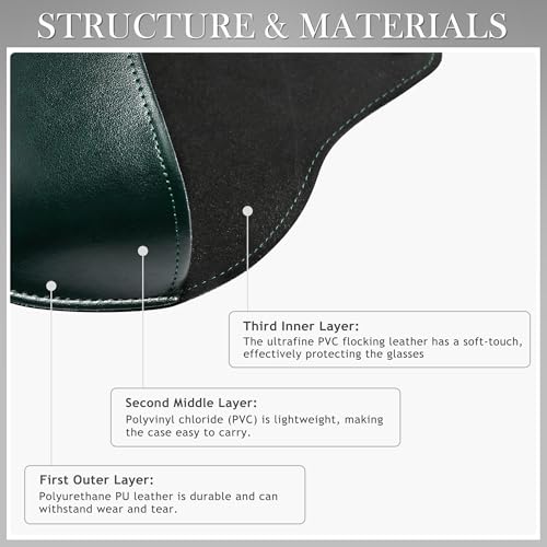 Image of SUNGAIT Vegan Leather Glasses Case Portable Sunglasses Holder Hard Shell Slim Design Travel-Ready