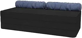 Sofá Cama Dobrável Casal 3 em 1 em Tecido TNT Preto 176x116cm, Modelo Leve e Compacto, Pronto para Uso, Ideal para Visitas, Apartamentos, Escritórios e Ambientes Residenciais (Casal)