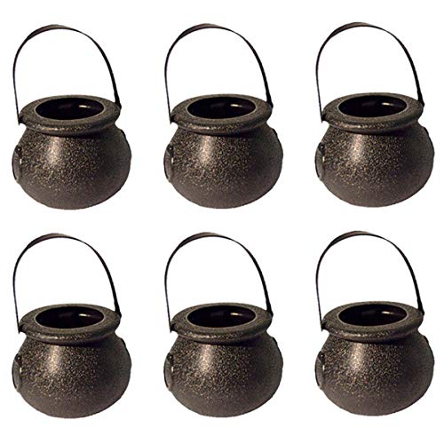 Acewen 6 Pcs Mini Black Candy Kettle for St. Patrick's Day, Mini Cauldron Kettles Cups with Handle for Halloween, St Patrick's Day Party Favors Decoration(6Pcs Black)