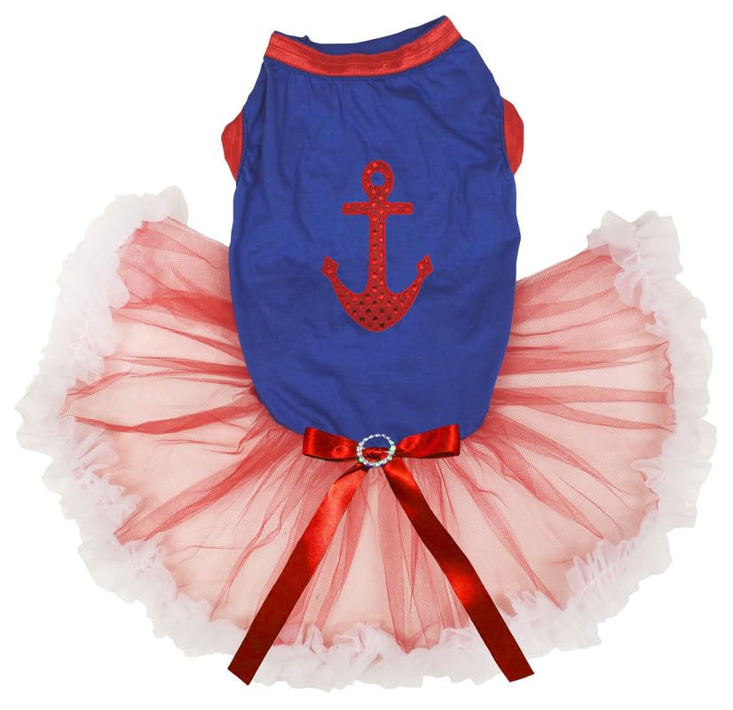 Robe pour chien avec ancre marine Red Anchor S | Tissu léger et souple