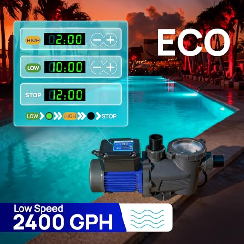 Image of Aquastrong 1.5HP In /Above Ground Pool Pump, Dual Speed with Timer, 115V, 4795GPH, High Flow Self Primming Swimming Pool Pump,Black