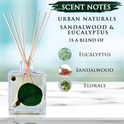 Urban Naturals UN-REC-DIF-SANDAL-EUC Sandalwood & Eucalyptus Reed Diffuser Set – Made With Essential Oils & Real Botanicals thumb #2