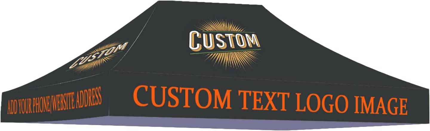 Custom Canopy Top 10x10 with Logo, Personalized Customizable Pop Up Tent Top for Business Events Trade Shows Farmers Markets Sporting Events Camping (10x10ft)