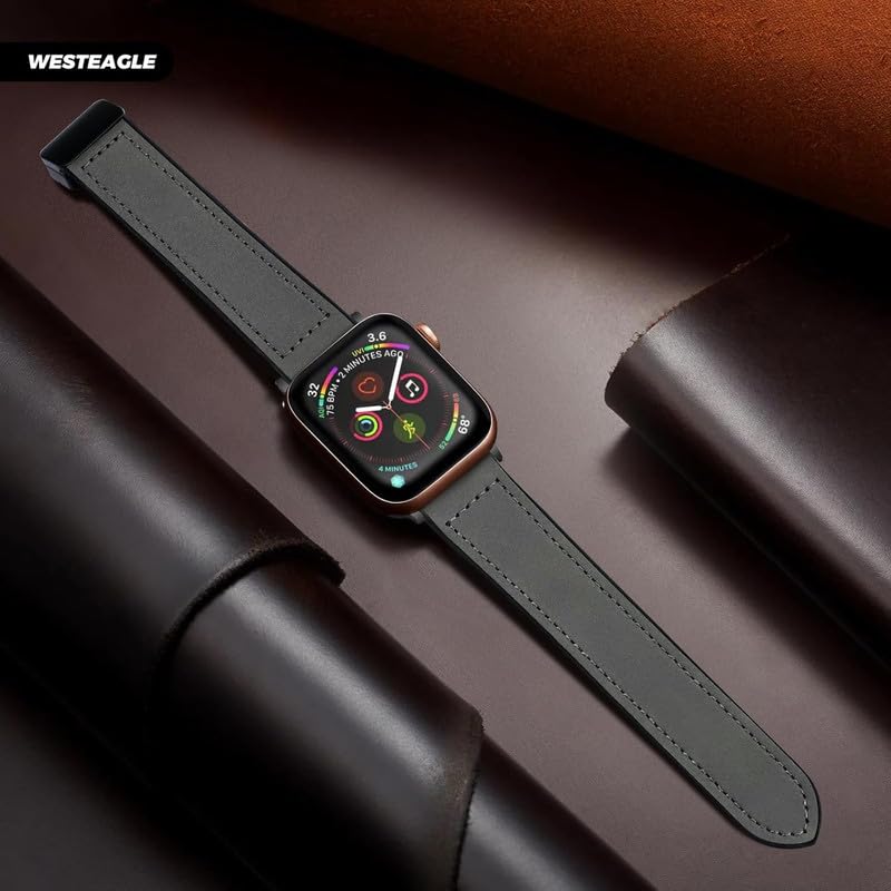 Image of Magnetic Leather Bands Compatible with Apple Watch 49mm 46mm 45mm 44mm 42mm | Genuine Leather with Magnetic Buckle for iWatch Ultra 2 Ultra SE Series 10 9 8 7 5 4 3