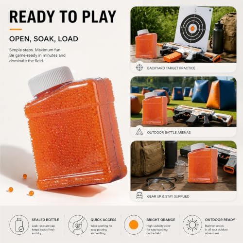 Gel Blaster Ammo Ammo,50,000 Rounds 7-8 MM - Splatter Bullets for Automatic Blaster Gun - Premium & Non-Toxic Refill for Ages 14 & Up(Orange) - 4