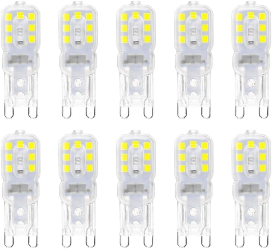 ZFQ G9 LED Bulb, Cool White 3W, G9 LED Light Bulbs 6000K, Equivalent 30W Halogen, Energy Saving Bulb, 300LM, 360° Beam Angle, AC 220V-240V, No Flicker, Non-Dimmable, 10-Pack — image 1