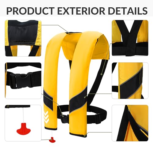 Image of Automatic Inflatable Life Jackets for Adults Life Vests PFD Low Profile Load Capacity Up to 330lbs