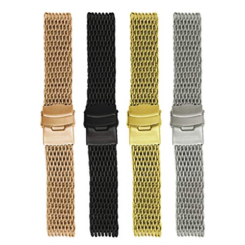 Bracelet montre maille acier noir 24mm pour homme et femme élégant