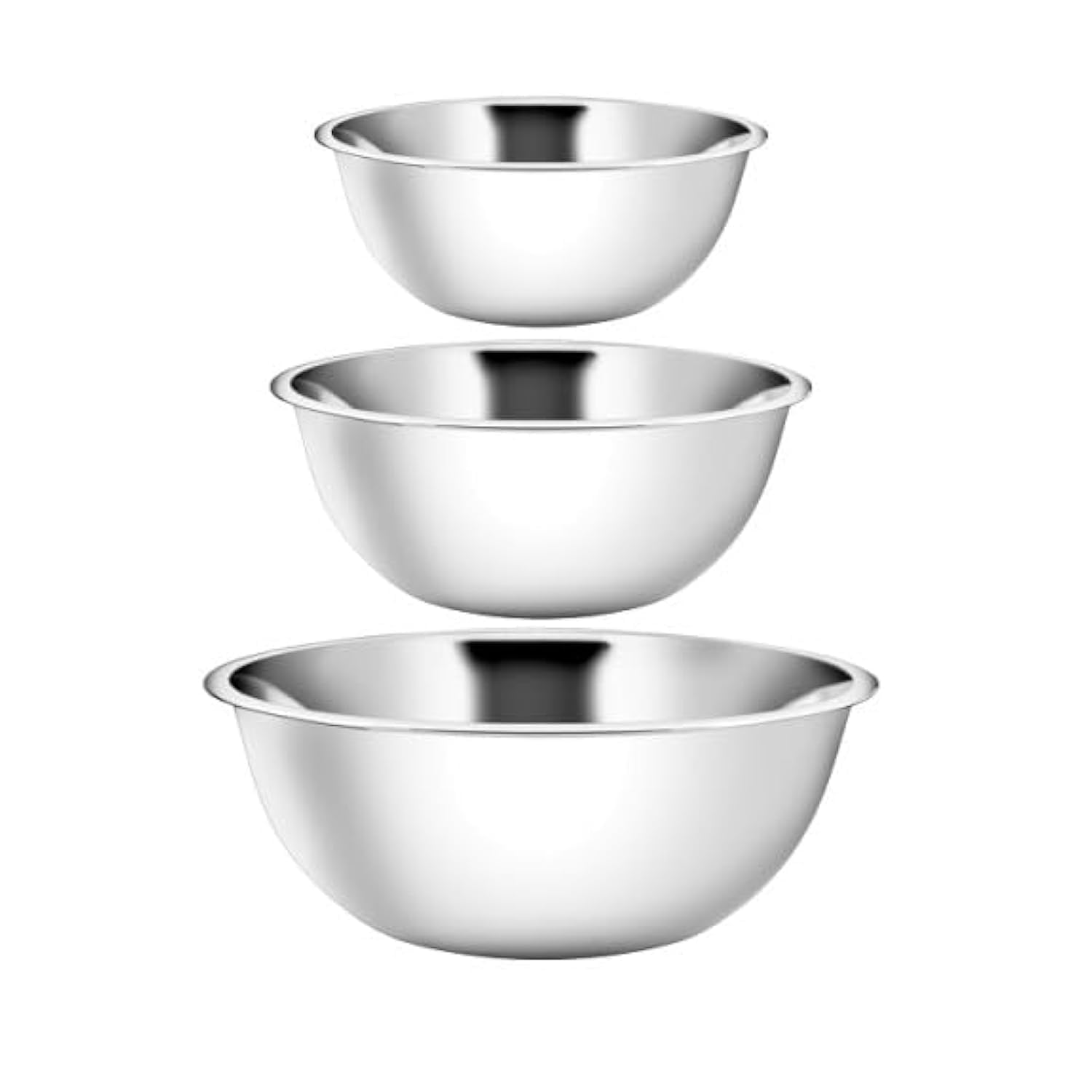 YBM HOME Stainless Steel Large Mixing Bowls (Set of 3) for Baking, Cooking, and Prepping, Includes 10.25, 16, 20 Quart, Stackable for Convenient Storage, 1194-96-90set