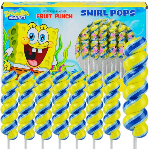 Image of Spongebob Lollipops Swirl 20pk- Spongebob Candy For Spongebob Party Favors