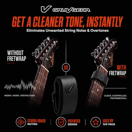 Image of Gruv Gear Fret Wrap & Guitar Mute, Fretwrap for Acoustic, Electric & Bass | String Dampener Recording, Tapping & Practice Accessory (1 Pack, Medium Steel, Fits 5 String Bass, 7 String Guitar)