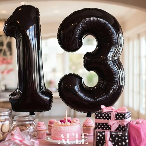 Image of AULE 40 Inch Big Black 3 Balloon Number Large Foil Helium Number Balloons 0-9 Jumbo Giant Happy 3rd Birthday Party Decorations for Boy or Girl Huge Mylar Anniversary Party Supplies