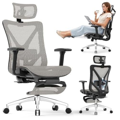 Image of GABRYLLY Ergonomic Office Chair with Adjustable Lumbar Support, 3D Armrests & Headrest, 135 Reclining Chair with Footrest & Large Steel Base,300LBS Swivel Desk Chair(GYMN01-AM)