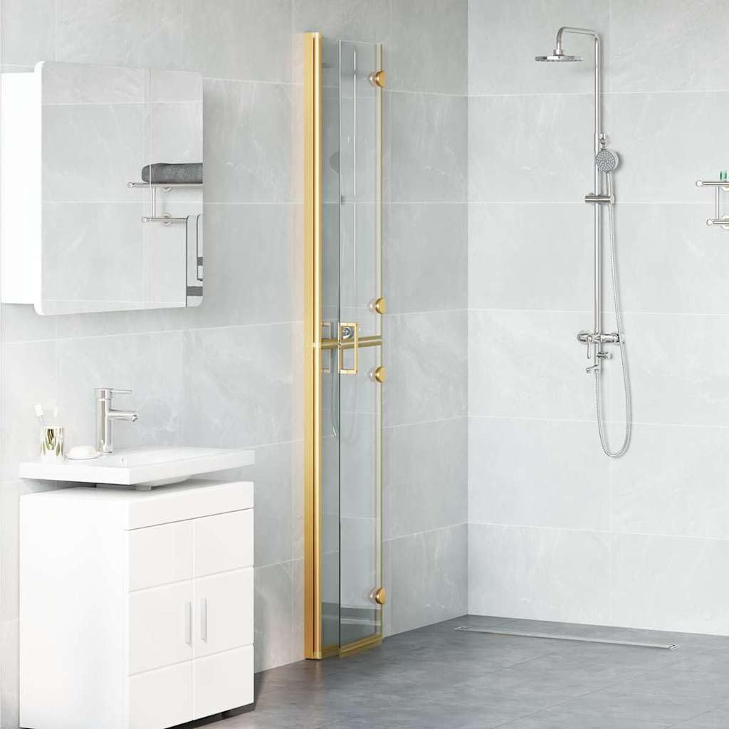Parete doccia Walk-In Gold in alluminio e vetro di sicurezza monolastra 70x6,5x190 cm pieghevole per bagno con paraspruzzi e moderno divisorio