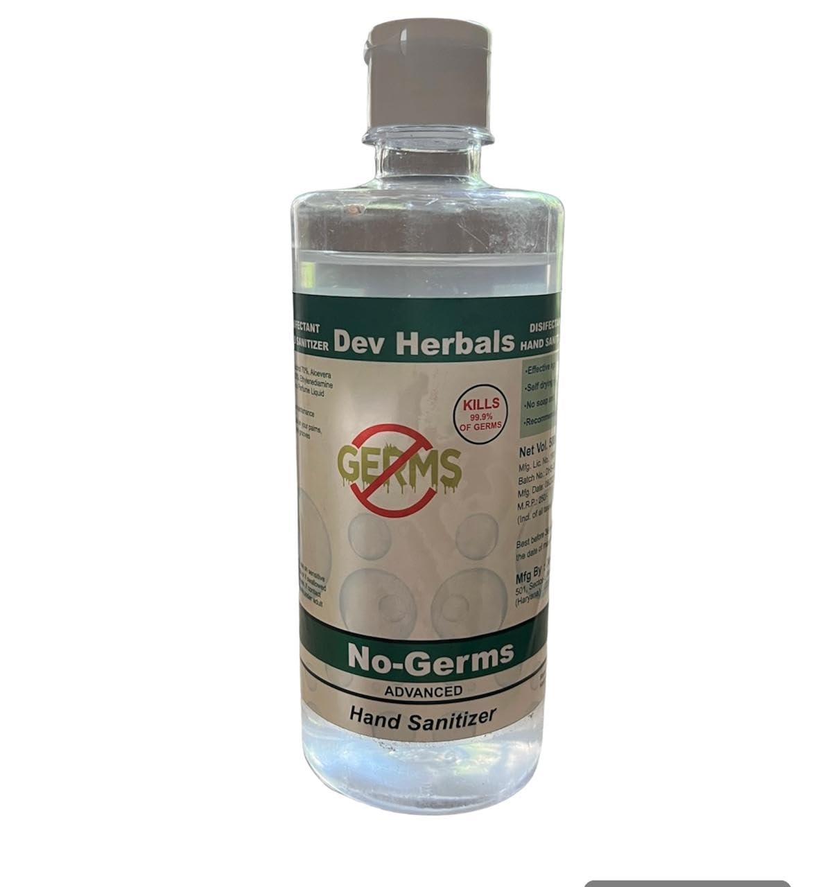 DreamAds Hand sanitizer 500ml Bottle + Refill I No Germs hand sanitizer I Alcohol based sanitizer I gel hand sanitizer I Advanced hand sanitizer I germs protecter Kills 99.9% Germs I Color: Clear