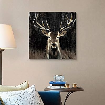 CANVAS ON DEMAND Young Buck Canvas Wall Art Print by Liz Jardine, Contemporary, Home Decor, Deer, Style Artwork,30 x30in