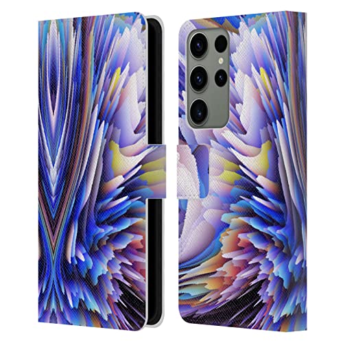 Coque portefeuille Galaxy S23 Ultra Haroulita Bleu Défaillance Florale housse protection intégrale