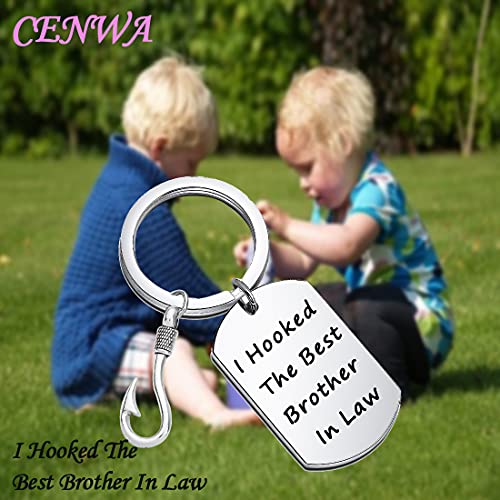 Image of CENWA Brother in Law Gift Brother of The Bride Keychain I Hooked The Best Brother In Law Keychain Wedding Gift for Brother (Brother in Law K)