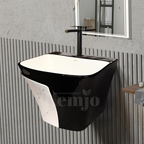Image of Wall Mounted Wash Basin for Bathroom | Wall Hung Wash Basin /Sink (15.35 x 16.14 x 13 Inch, SFKOP - 214)