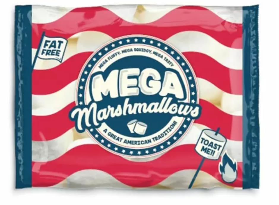 Extra Large Marshmallow Pack 550g - Tasty, Fluffy, Extra Large & Fat-Free | Ideal for BBQ, Baking, S'mores, Hot Chocolate, and Festive Treats | Premium Ingredients, Classic American Treat, Pack of 1