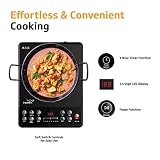 V-Guard VIC 1.6 EL 1600 Watt Induction Cooktop / 8 Power Levels / 4 Preset Indian Cooking Functions + 2 Manual Functions/Elegant Crystal Glass Matte Finish/Fast & Even Cooking (1600 W, White Pattern)