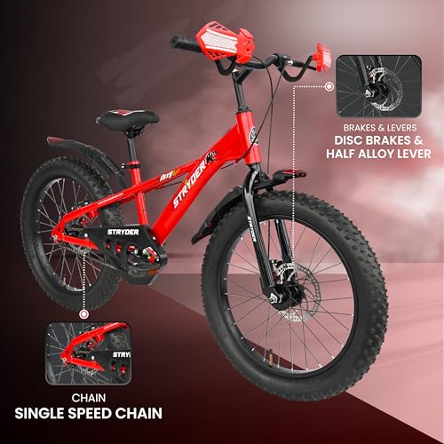 Image of Stryder 20T BMX Rexy DD (Dual Disc) Kids Cycle | Age 7-13 Years | Height 48-60″ | Kids Unisex Cycle| Red /Black