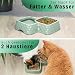ne&no® Bambus-Doppelnapf rutschfest für Katzen und kleine Hunde -bis 400g Futter + 350ml Wasser Inhalt- Katzen Fressnapf - Hundenapf Bambus - Trinknapf Katze