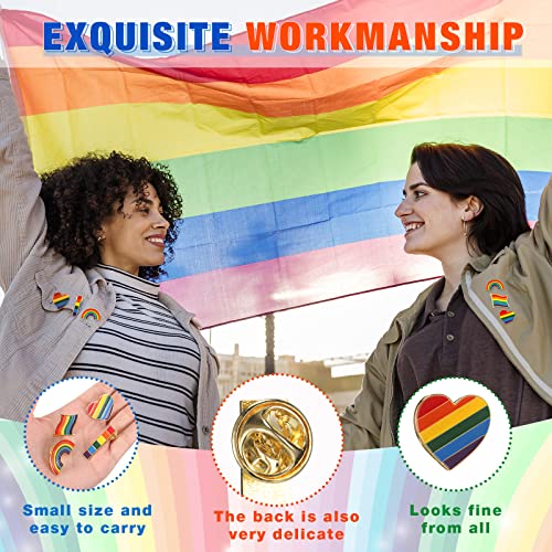 Image of MTLEE 48 Pieces Gay Pride Pins Rainbow Lapel Pins Bulk Handmade Brooch Lgbt Accessories for Men Women Clothes Bag