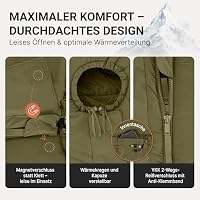 EXPLORER Beheizbarer Schlafsack | Protector 220 | (3-Stufen Heizung) | XXL Winterschlafsack 220x80cm | Extrem bis -32,9°C (450GSM) | BW Military Biwak Olivgrün für Camping, Angeln & Survival – Ansicht 5