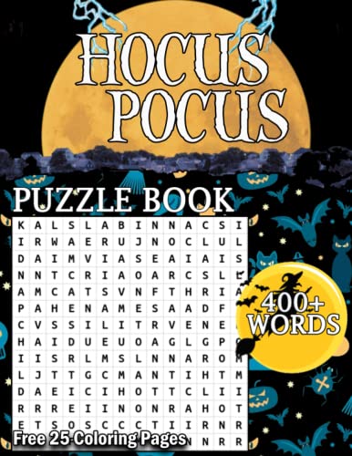 Höcüs Pöcüs Puzzle Book: Words, Favorite Character Crosswords And Colouring Pages For Relaxation With Halloween Themes For Adults