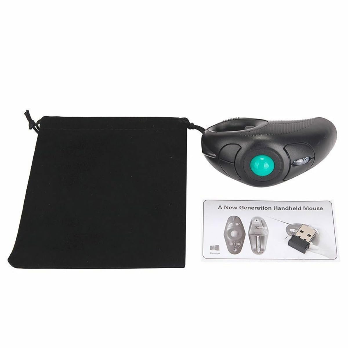 Artibetter Souris Trackball sans Fil 2,4 Ghz Port USB, Souris Portable à Commande par Pouce, Design Ergonomique Noir pour PC et Ordinateur Portable, Usage Bureau et Mobilité