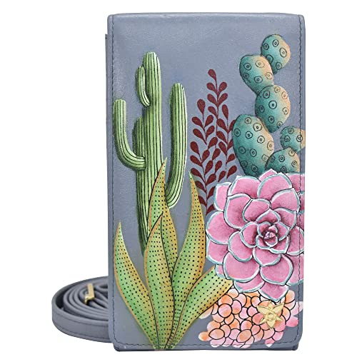 Anuschka Handbemalte Crossbody Smartphone Tasche mit RFID Schutz - Desert Garden