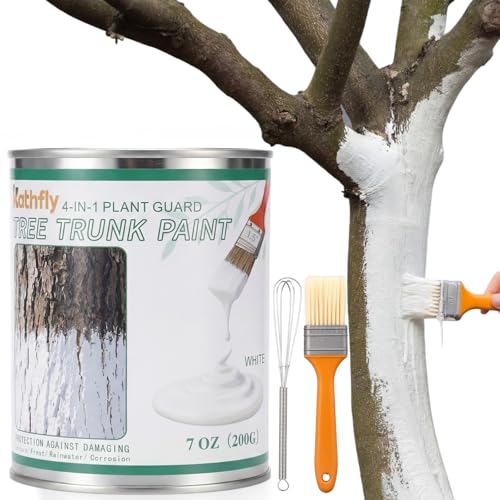 Kathfly 1 Pack Tree Whitewash Tree Paint Kit Trees Trunk Protection with Container Whisk Brush for Fruit Nut Ornamental Trees Sapling Garden Yard Orchard (7 Whisk Regular Classic Brush)
