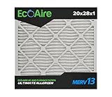 Eco-Aire 20x28x1 MERV 13, Pleated Air Filter, 20x28x1, Box of 6, Made in The USA