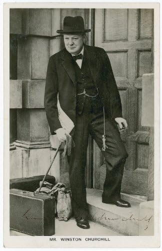 WINSTON CHURCHILL AUTOGRAPH GLOSSY PHOTO PRINT APPROX SIZE 12X8 INCHES