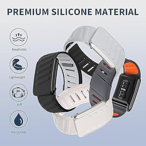 سوار معصم مصنوع من السيليكون بتصميم رياضي مريح ومتين وناعم وقابل للتعديل مزود بوصلة بتصميم حرف U للرجال والنساء